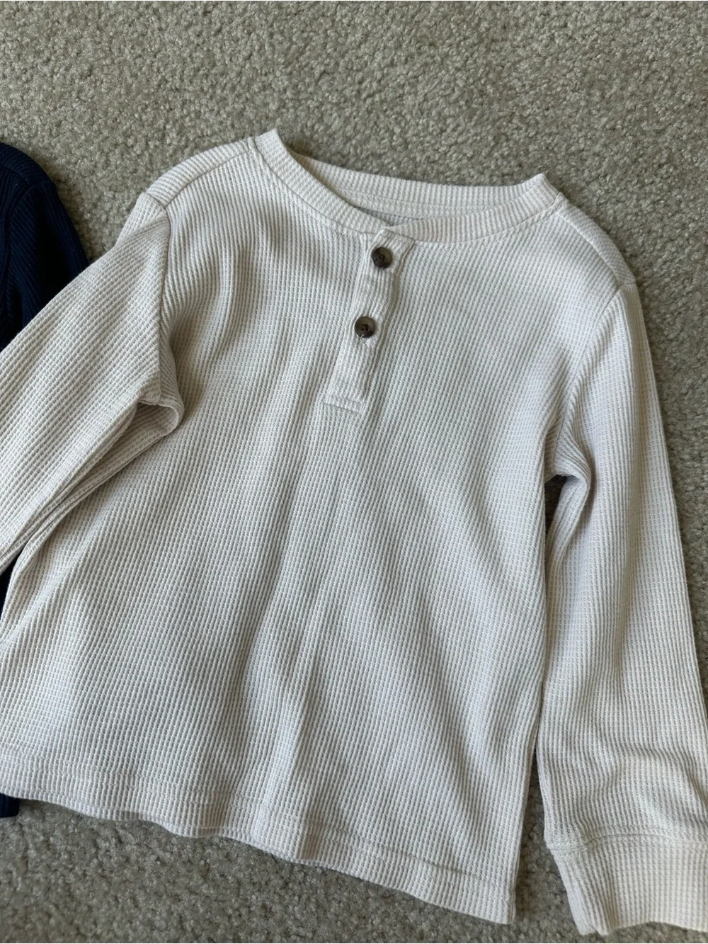 The Children’s Place Boys 3T Thermal Henley Shirts Navy Cream 2-Pack